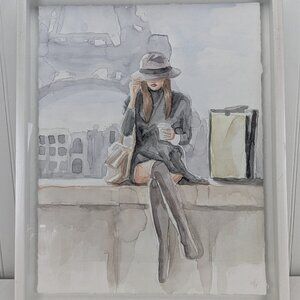 Chillin at Paris II by Parvez Taj Framed Wall Art 16" x 20" Home Decor